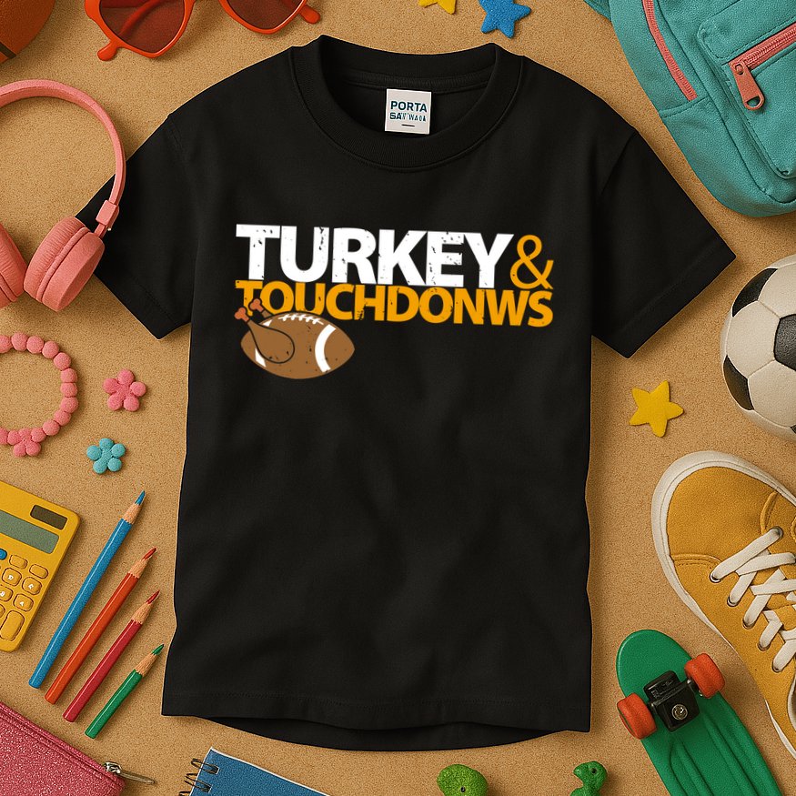 Turkey And Touchdowns Kids T-Shirt