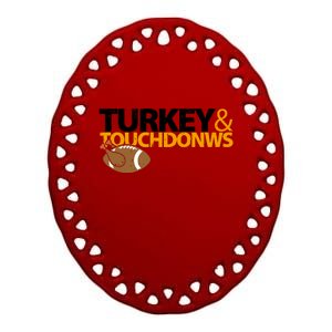 Turkey And Touchdowns Ceramic Oval Ornament