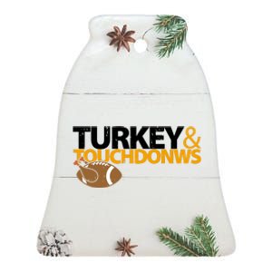 Turkey And Touchdowns Ceramic Bell Ornament