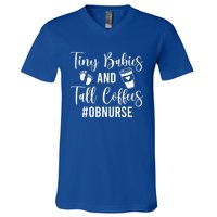 Tiny And Tall Coffees Ob Nurse Obstetrical Nursing Gift V-Neck T-Shirt