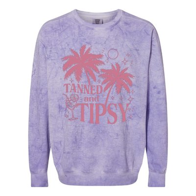 Tanned And Tipsy Beach Summer Colorblast Crewneck Sweatshirt