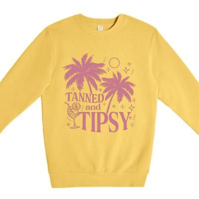 Tanned And Tipsy Beach Summer Premium Crewneck Sweatshirt