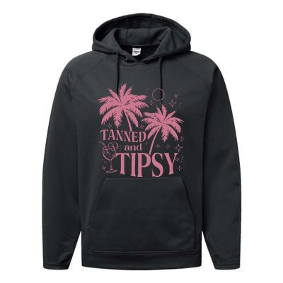 Tanned And Tipsy Beach Summer Performance Fleece Hoodie