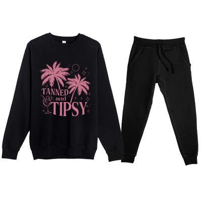 Tanned And Tipsy Beach Summer Premium Crewneck Sweatsuit Set