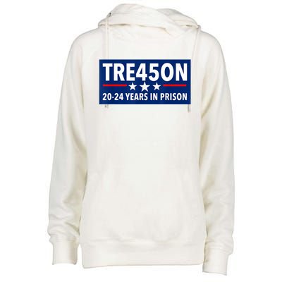 TRE45ON Anti Trump Treason 45 Womens Funnel Neck Pullover Hood