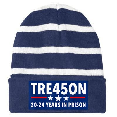 TRE45ON Anti Trump Treason 45 Striped Beanie with Solid Band