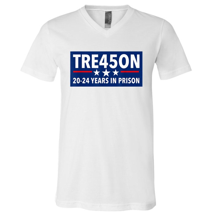 TRE45ON Anti Trump Treason 45 V-Neck T-Shirt