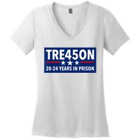 TRE45ON Anti Trump Treason 45 Women's V-Neck T-Shirt