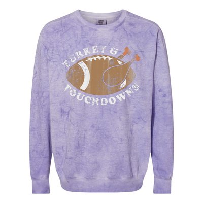 Turkey And Touchdowns Thanksgiving Football Colorblast Crewneck Sweatshirt