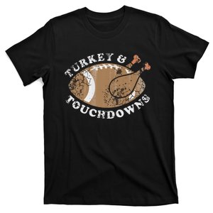 Turkey And Touchdowns Thanksgiving Football T-Shirt