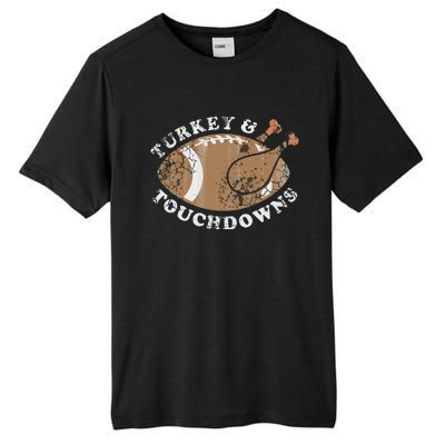 Turkey And Touchdowns Thanksgiving Football Tall Fusion ChromaSoft Performance T-Shirt