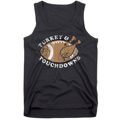 Turkey And Touchdowns Thanksgiving Football Tank Top