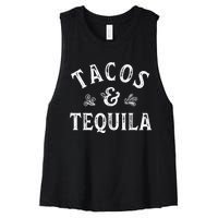 Tacos And Tequila Cinco De Mayo Mexican Drinking Women's Racerback Cropped Tank