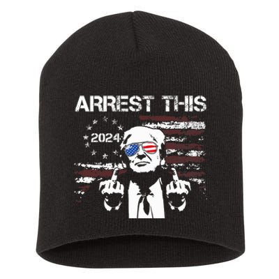 Trump Arrest This American Flag 4th Of July Short Acrylic Beanie