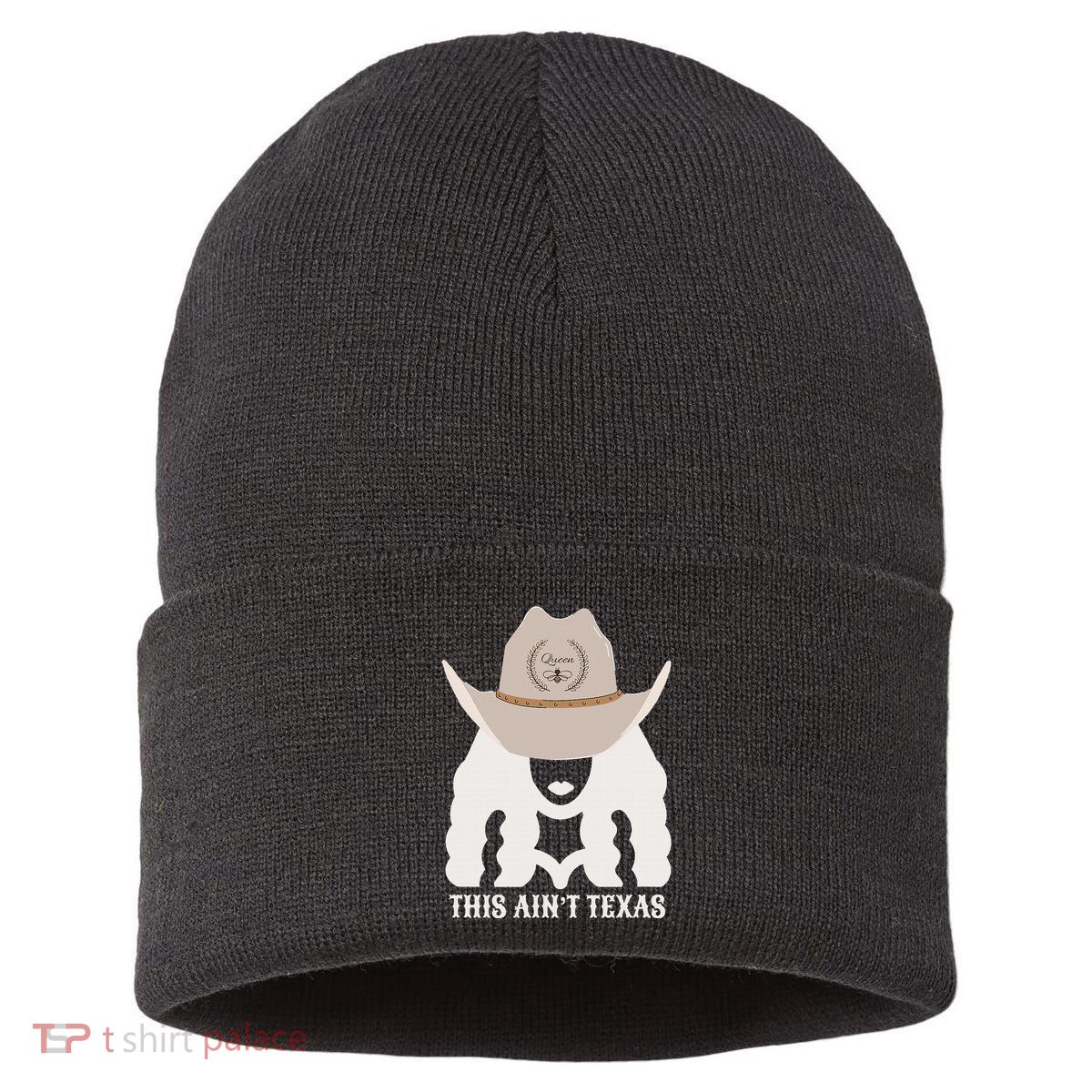 This Ain’T Texas Cowgirl Queen Bee Silhouette Texas Holdem Sustainable Knit Beanie