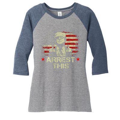 Trump Arrest This Funny Trump 2024 Front On The Back Women's Tri-Blend 3/4-Sleeve Raglan Shirt