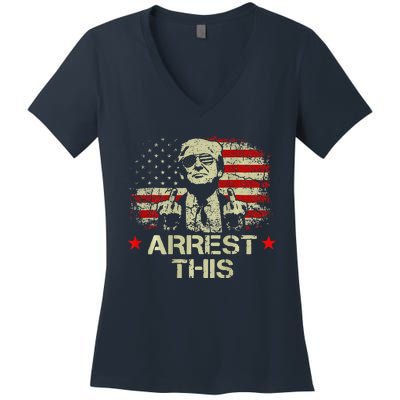 Trump Arrest This Funny Trump 2024 Front On The Back Women's V-Neck T-Shirt