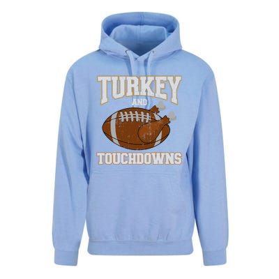 Turkey And Touchdowns For Thanksgiving Football Dinner Gift Unisex Surf Hoodie