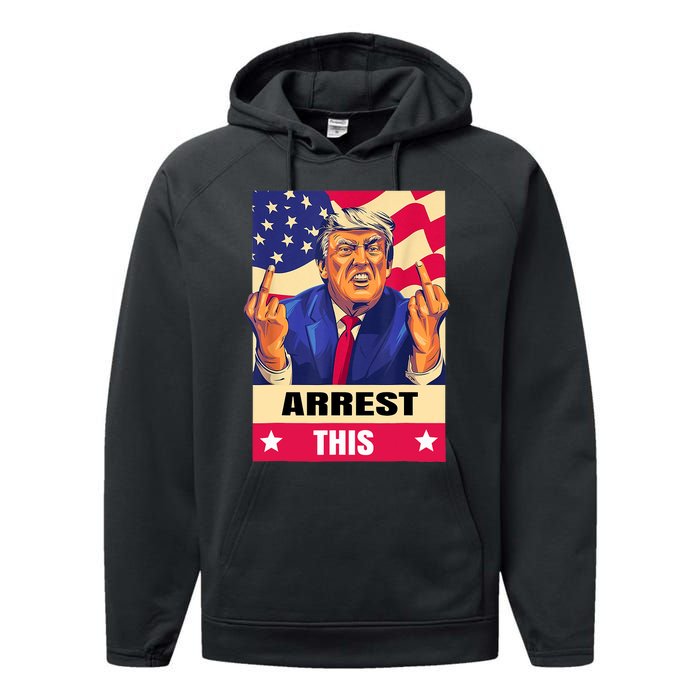 Trump Arrest This .Never Surrender. Fingers Pro Trump Performance Fleece Hoodie