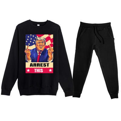 Trump Arrest This .Never Surrender. Fingers Pro Trump Premium Crewneck Sweatsuit Set