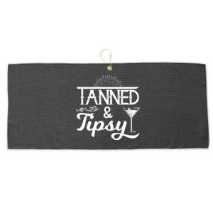 Tanned And Tipsy Funny Alcohol Gift Large Microfiber Waffle Golf Towel