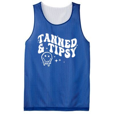 Tanned And Tipsy Hello Summer Vibes Beach Vacay Summertime Gift Mesh Reversible Basketball Jersey Tank