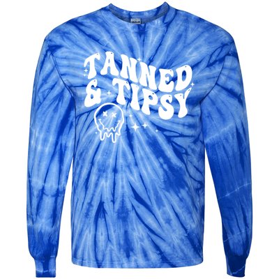 Tanned And Tipsy Hello Summer Vibes Beach Vacay Summertime Gift Tie-Dye Long Sleeve Shirt