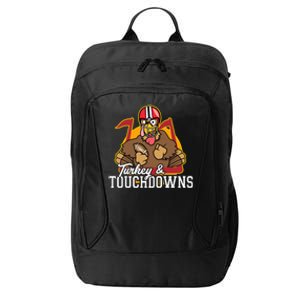 Turkey and Touchdowns Funny Thanksgiving Football City Backpack