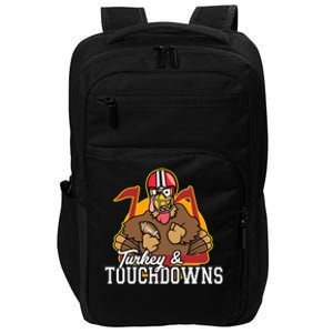 Turkey and Touchdowns Funny Thanksgiving Football Impact Tech Backpack