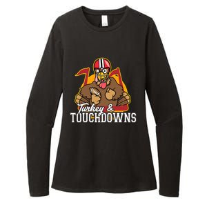 Turkey and Touchdowns Funny Thanksgiving Football Womens CVC Long Sleeve Shirt