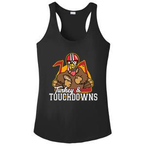 Turkey and Touchdowns Funny Thanksgiving Football Ladies PosiCharge Competitor Racerback Tank