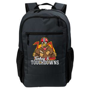 Turkey and Touchdowns Funny Thanksgiving Football Daily Commute Backpack