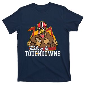 Turkey and Touchdowns Funny Thanksgiving Football T-Shirt