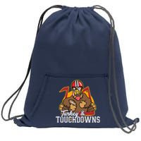 Turkey and Touchdowns Funny Thanksgiving Football Sweatshirt Cinch Pack Bag