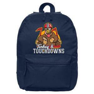 Turkey and Touchdowns Funny Thanksgiving Football 16 in Basic Backpack