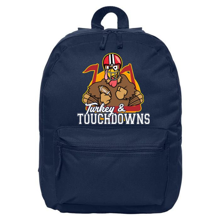 Turkey and Touchdowns Funny Thanksgiving Football 16 in Basic Backpack