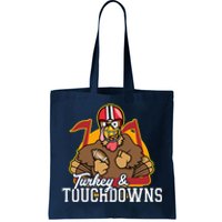 Turkey and Touchdowns Funny Thanksgiving Football Tote Bag