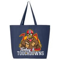 Turkey and Touchdowns Funny Thanksgiving Football 25L Jumbo Tote