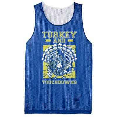 Turkey And Touchdowns Funny Football Turkey Thanksgiving Gift Mesh Reversible Basketball Jersey Tank