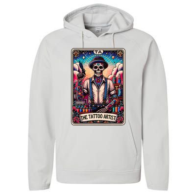 Tattoo Artist Tarot Card Skeleton Drawing Tattooist Tarot Performance Fleece Hoodie