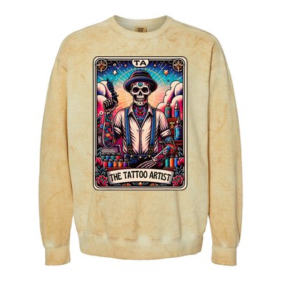 Tattoo Artist Tarot Card Skeleton Drawing Tattooist Tarot Colorblast Crewneck Sweatshirt