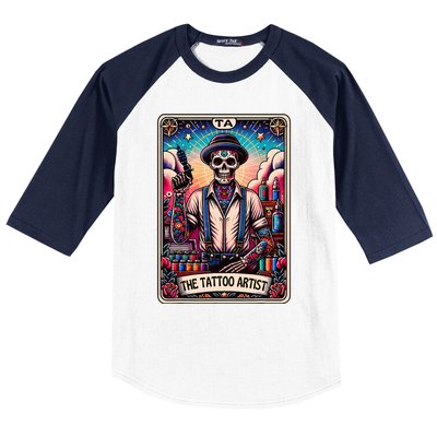 Tattoo Artist Tarot Card Skeleton Drawing Tattooist Tarot Baseball Sleeve Shirt