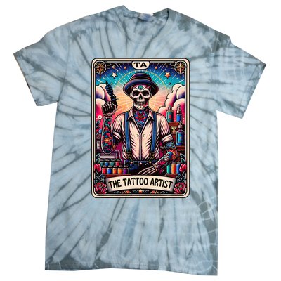 Tattoo Artist Tarot Card Skeleton Drawing Tattooist Tarot Tie-Dye T-Shirt