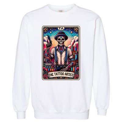 Tattoo Artist Tarot Card Skeleton Drawing Tattooist Tarot Garment-Dyed Sweatshirt