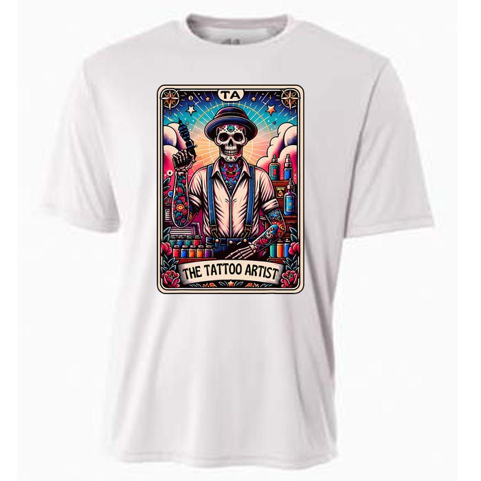 Tattoo Artist Tarot Card Skeleton Drawing Tattooist Tarot Cooling Performance Crew T-Shirt