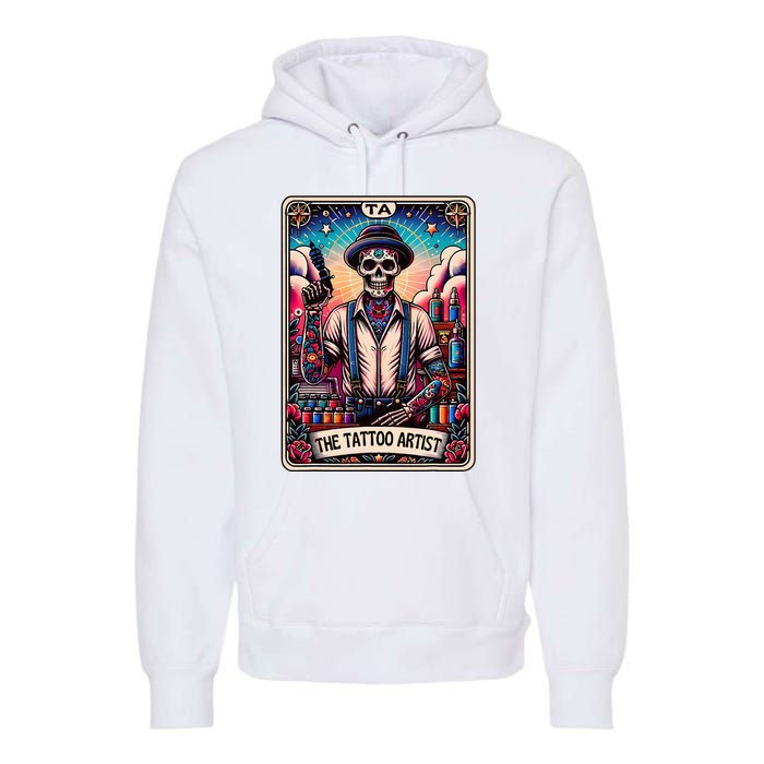 Tattoo Artist Tarot Card Skeleton Drawing Tattooist Tarot Premium Hoodie