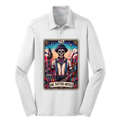 Tattoo Artist Tarot Card Skeleton Drawing Tattooist Tarot Silk Touch Performance Long Sleeve Polo