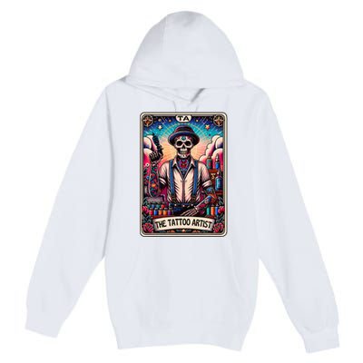 Tattoo Artist Tarot Card Skeleton Drawing Tattooist Tarot Premium Pullover Hoodie