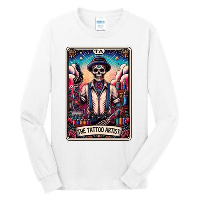 Tattoo Artist Tarot Card Skeleton Drawing Tattooist Tarot Tall Long Sleeve T-Shirt