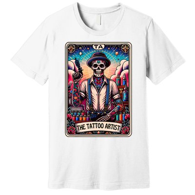 Tattoo Artist Tarot Card Skeleton Drawing Tattooist Tarot Premium T-Shirt